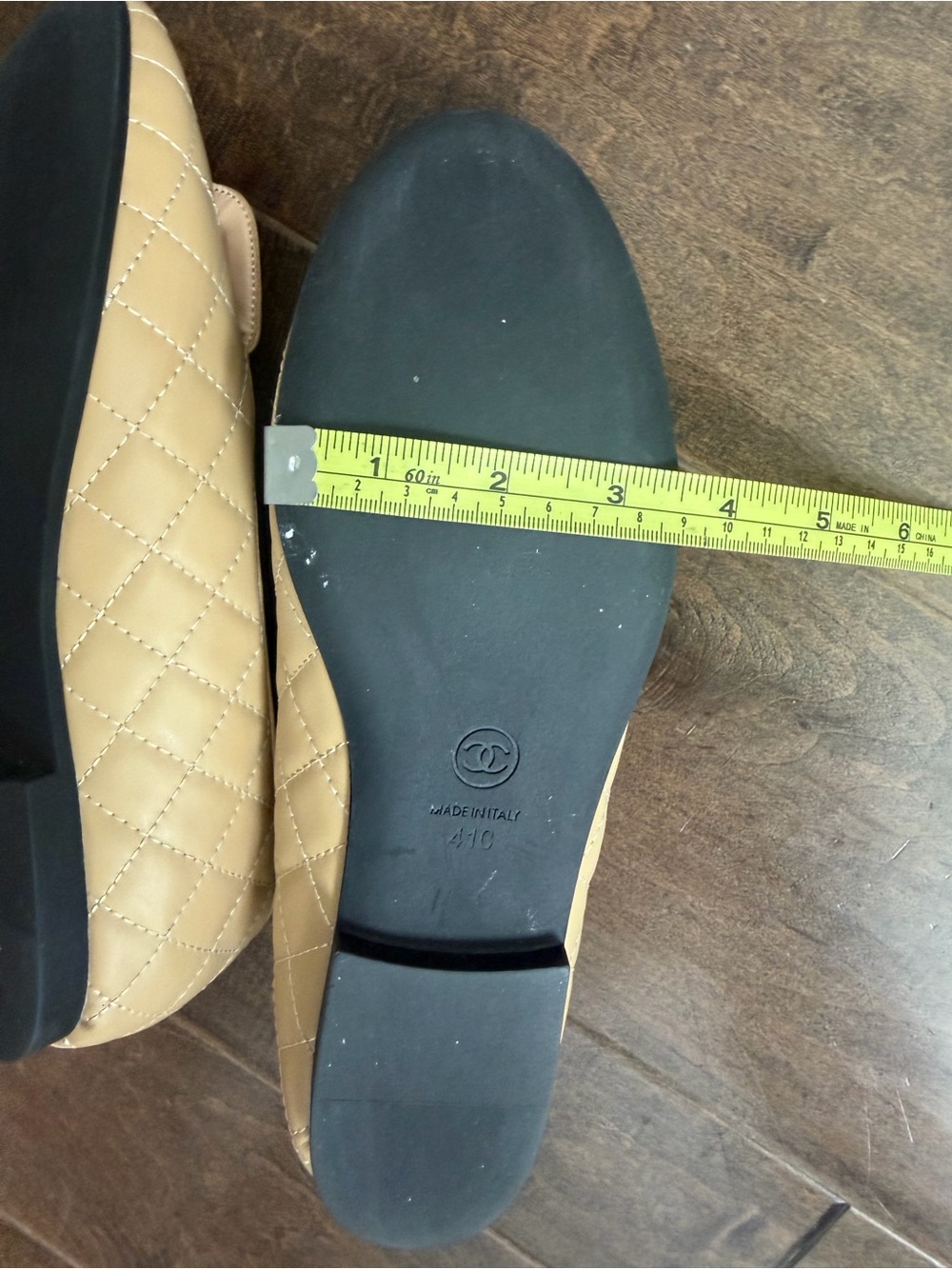 Cream Quilted Leather Logo Ballet Flats - Picture 6 of 6